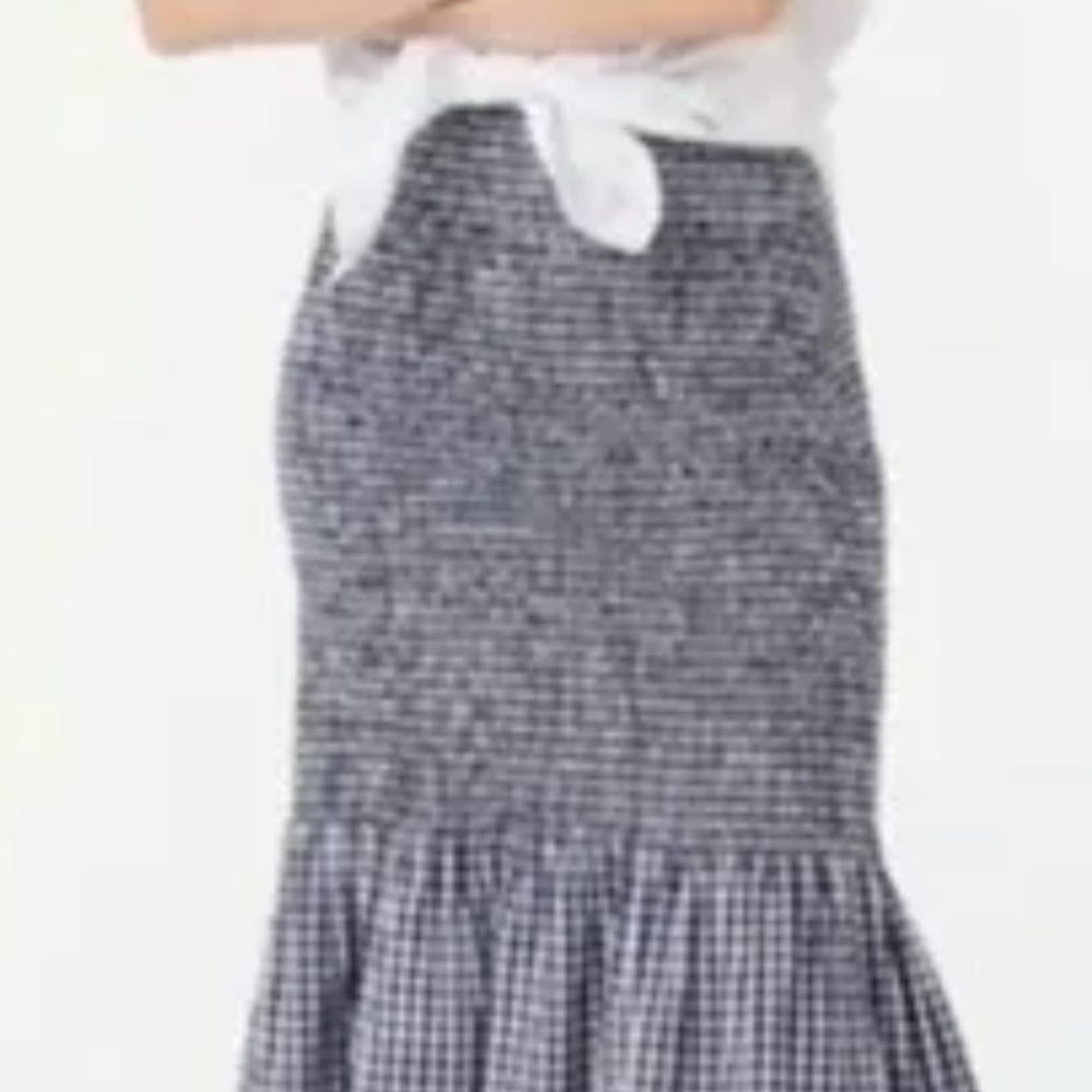 J Crew Smocked Gingham Midi Skirt, Size 16